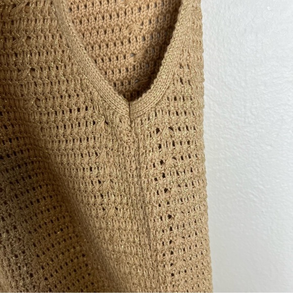 Chico's Sleeveless Knit Midi Dress Tan Cotton Crochet Boho Scoop Neck Size 1(M) - Picture 5 of 13